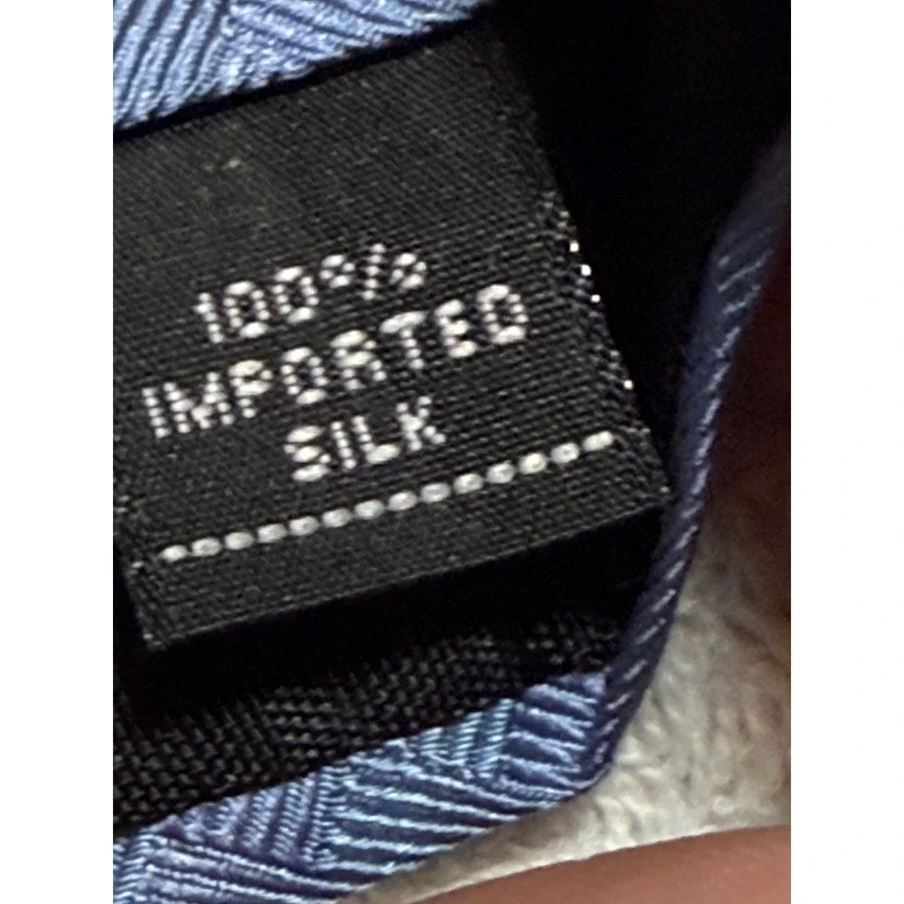 Savile Row Mens Silk Tie Blue Basketweave Geometric Pattern Made in USA WPL 2831